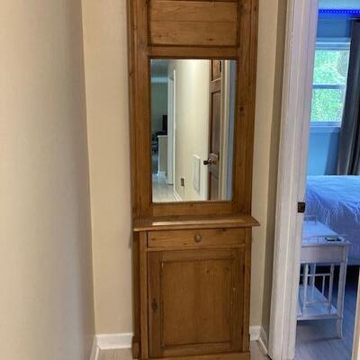 antique pine hall cabinet with mirror $195
23 X 10 X 89