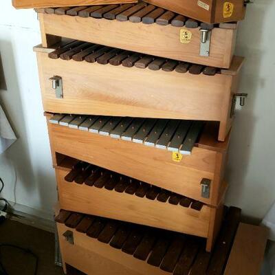 Various sized vintage Original Studio 49 Rosewood Xylophones / Glockenspiels. (Made in West Germany)
