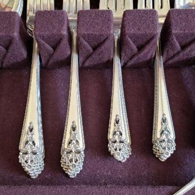 International Sterling Silver (Queens Lace) flatware set with storage box.