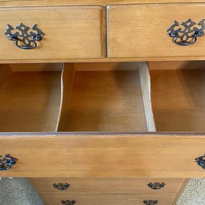 Vintage maple hi-boy chest of drawers 34 x 19 x 56.5