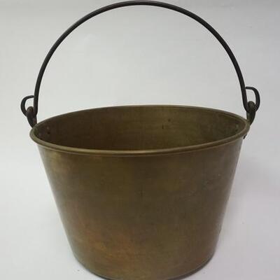 1012	ANTIQUE BRASS JELLY BUCKET DATED 1858, 12 1/2 IN X 9 IN
