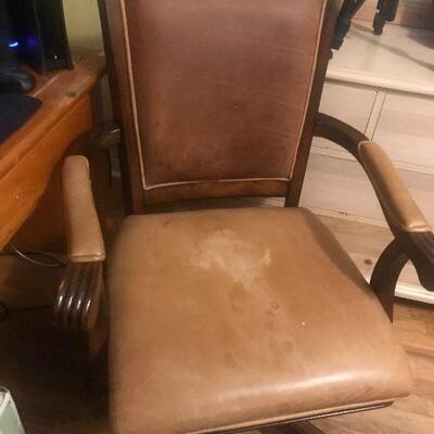 Wooden Leather Office Chair