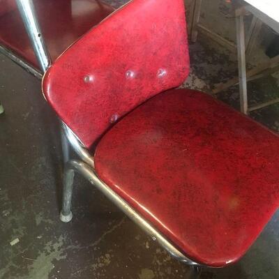 Vintage Red Vinyl Kitchen Chairs 1960s