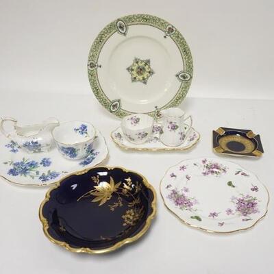 1218	10 PIECE CHINA LOT, INCLUDES ROYAL WORCESTER 10 1/2 IN PLATE, ROYAL HAMMERSLEY, ROYAL VICTORIA & LINDMER COBALT BLUE W/GOLD BOWL, ETC
