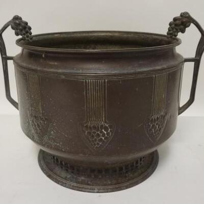 1247	SIGNED ARTS & CRAFTS BRASS POT, AOG #8132, 10 1/2 IN HIGH X 14 IN ACROSS THE HANDLES
