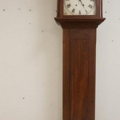 1368	TALL CASE CLOCK HAS OLD WORKS CURRENTLY HAS BATTERY OPERATION. 91 IN H 
