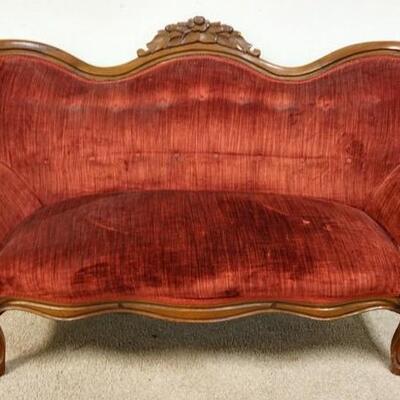 1362	ROSE CARVED VICTORIAN LOVE SEAT 55 IN W
