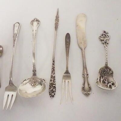 1033	8 PIECES OF STERLING SILVER, TONGS ARE TH. MARTHINSEN, NORWAY, LONGEST PIECE IS 6 1/2 IN, 4.195 TOTAL TOZ
