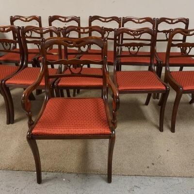 1371	11 MAHOGANY DINING CHAIRS, 1 ARM AND 10 SIDE. 
