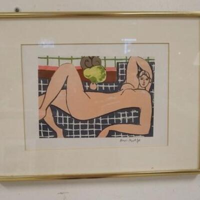 1343	HENRI MATISSE PRINT OF A RECLINING NUDE. 16 1/4 IN X 12 1/4 IN INCLUDING FRAME
