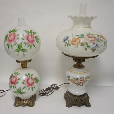 1238	2 HAND PAINTED ELECTRIC GWTW LAMPS, TALLEST IS 28 1/2 IN
