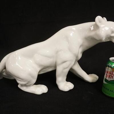 1285	ROYAL DUX WHITE PORCELAIN LARGE PANTHER, 21 IN X 10 IN
