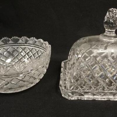 1107	CRYSTAL CHEESE DISH & BOWL, BOWL IS 7 IN
