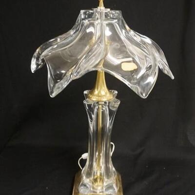 1298	LARGE HEAVY GLASS COFRAC PAIS FRANCE ART VERRIE TABLE LAMP, 27 IN HIGH
