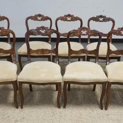1232	SET OF 10 ROSE CARVED VICTORIAN CHAIRS, 33  IN HIGH X 18 1/2 IN WIDE

