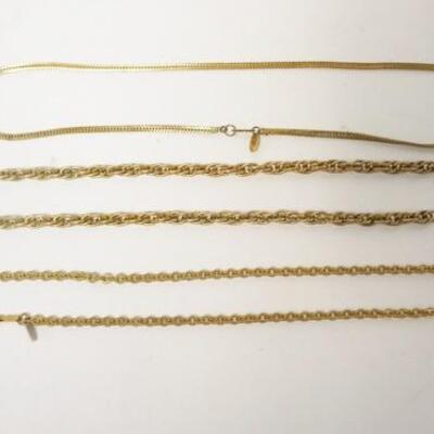 1170	3 MIRIAM HASKELL VINTAGE CHAIN NECKLACES, 2 APPROIXMATELY 23 IN AND 1 IS 29 IN LONG, ALL HAVE HANG TAGS

