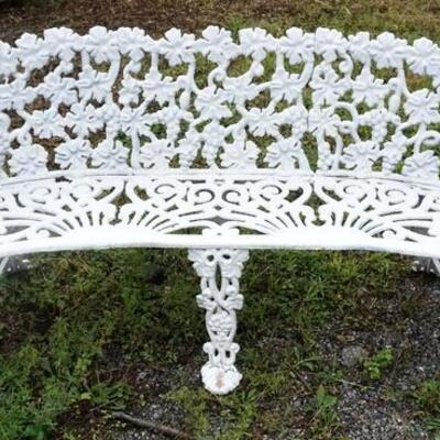 1210	UNUSUALLY WIDE ORNATE CAST IRON SETTEE, 57 IN WIDE X 28 IN HIGH
