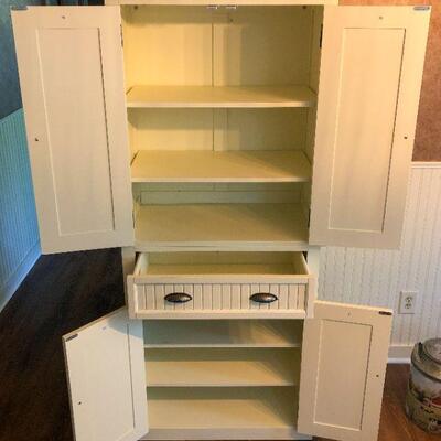Tall White Storage Cabinet w/4 Doors and Drawer 
71