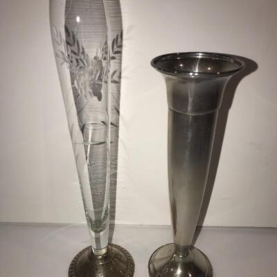 Sterling and crystal vases