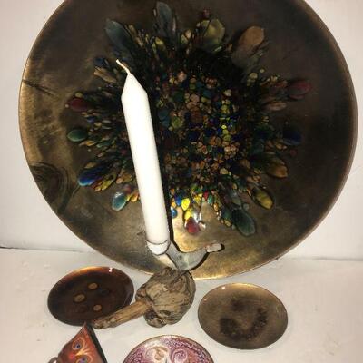 Some Danish Enamel and driftwood art 