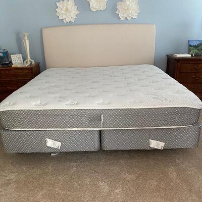 California King Bed - includes Base,headboard, mattress and box spring -Immaculate!