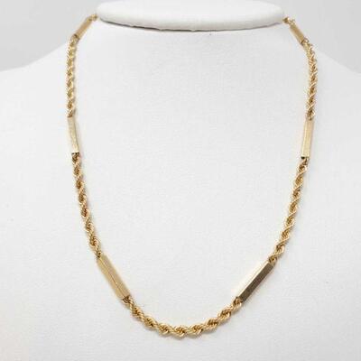 #114 â€¢ 14k Gold Rope And Bar Link Chain 15g