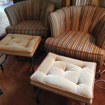 #1012 • 2 Vintage Swivel Chairs with Footrests
