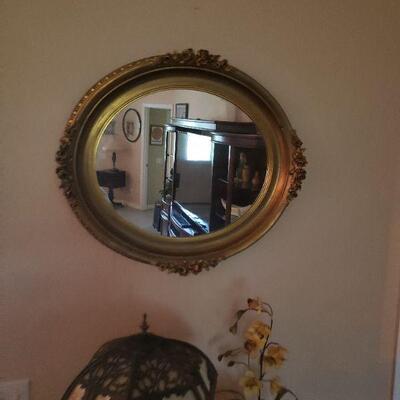 nice oval mirror, lamp not for sale