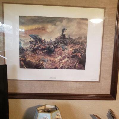 civil war battle matted and framed