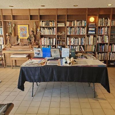 Original art (various artists) world artifacts, art books, mid-century furniture