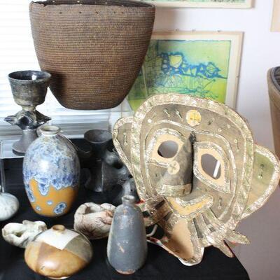 Art glass, ceramics, baskets