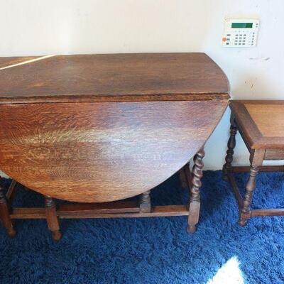 Vintage Spanish style drop leaf table and side table