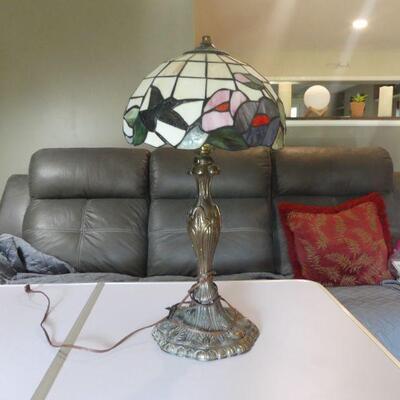 Ornate Table Lamp with Tiffany Style Shade 