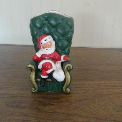 Vintage Lefton Santa Sleeping in Chair Planter