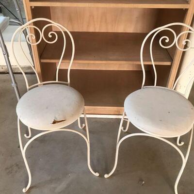(2) Vintage Metal Kids Chairs with cushions
