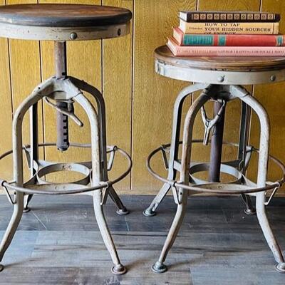 Pair of industrial rustic stools