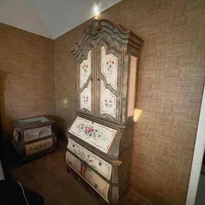 French style hand painted secretary
With matching shadow box chest