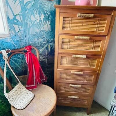 Faux bamboo highboy chest