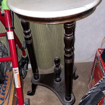 antique marble top plant stand 