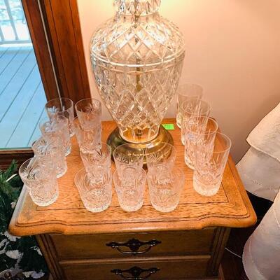 CRYSTAL LAMP, WATERFORD, END TABLE