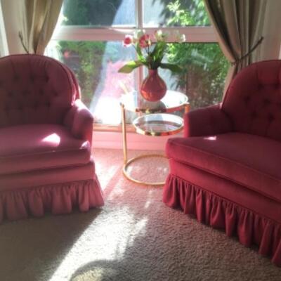 Pair of rose colored swivel chairs, $35
Reduced to $25