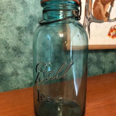 Antique Blue Ball jar with glass lid #2 half gallon
$18