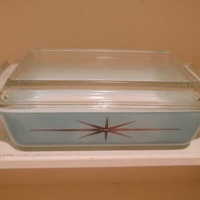 Rare Cinderella Pyrex Atomic Starburst Turquoise.   575-B WITH LID!  The holy grail of Pyrex with great color & the lid.  Mid Century,...
