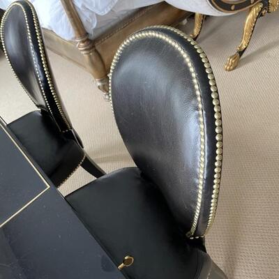 ralph Lauren black leather chairs