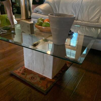 Artemi marble, glass and brass coffee table