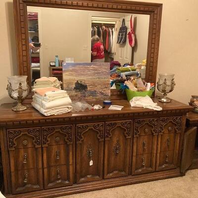 Spanish revival dresser with mirror