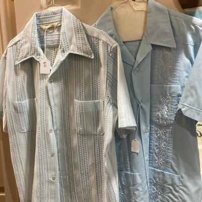 Men's guyabera shirts in light blue