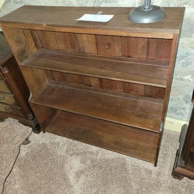 ANTIQUE TONGUE AND GROOVE BACKED OPEN SHELF CABINET