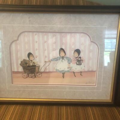 P Buckley Moss/Sisters at Play. Framed and signed. 