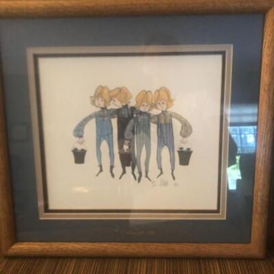 P Buckley Moss/Brothers Four. Framed and signed. 